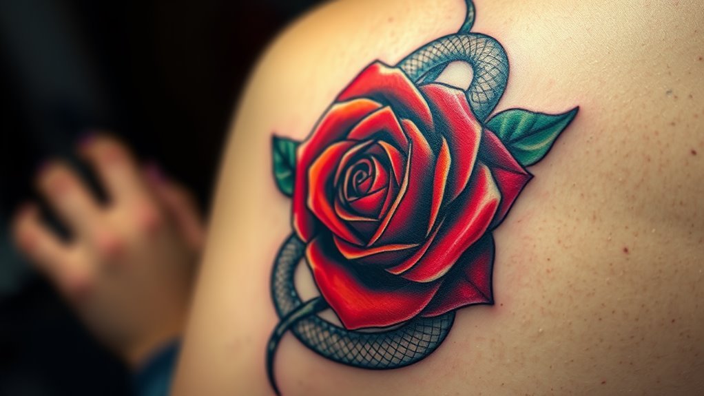 rose snake tattoo symbolism